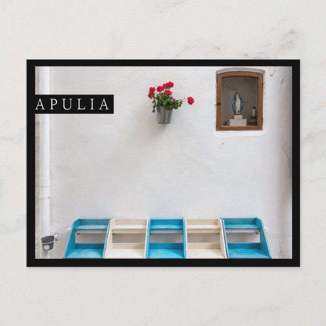 Cartão Postal altar da Virgem Maria no Cartaz da borda Apúlia (Frente)