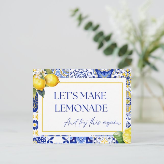 Cartão Postal Alteração da Data Adiada do Evento de Limão Cancel (Em pé/Frente)