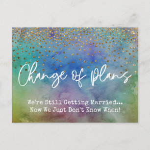 Cartão Postal Alteração de Cores de Confetti de Planos Adiada Ca