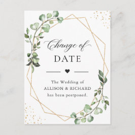 Cartão Postal Alteração de Data Simples Folhas Geométricas de Eu