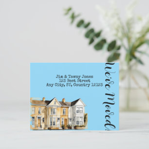 Cartão Postal Alteração de Endereço da Linha de Casas da Aquarel