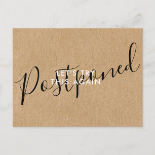 Cartão Postal Alterar a Data Adiada Evento Cancelado Rústico