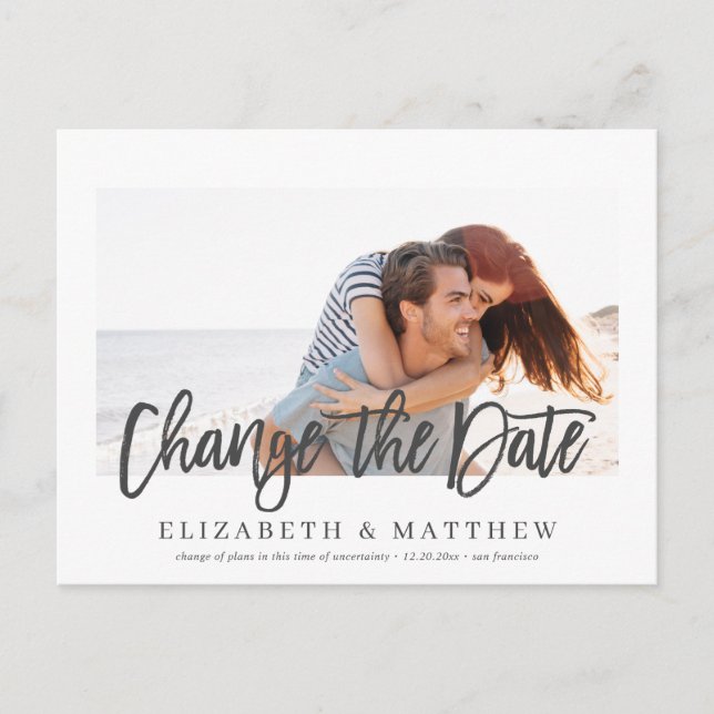 Cartão Postal Alterar a Foto Moderna do Anúncio de Casamento de  (Frente)