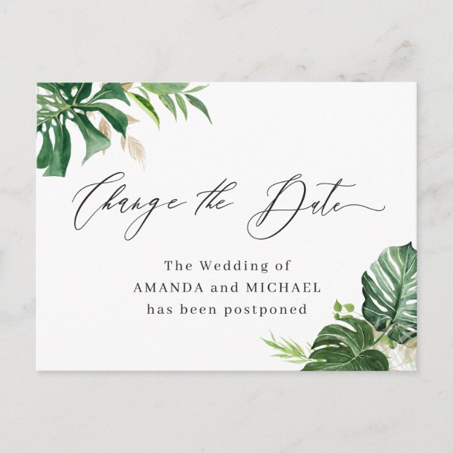 Cartão Postal Alterar as Folhas Tropicais de Palmas de Script de (Frente)