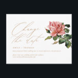 Cartão Postal Alterar o Rosa de Vintage do Script de Data<br><div class="desc">Atualize seus convidados com os detalhes de seu evento reprogramado ou adiado com este cartão-postal minimalista e moderno com roteiro de caligrafia moderno e um rosa de safra. Por favor,  passe pelo meu compro para ver mais assim.</div>