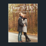 Cartão Postal Alterar O Script De Pincel Moderno De Foto De Data<br><div class="desc">Script de Pincel Moderno Altera A Data Pós-Cartão de Foto de Casal Adiado</div>