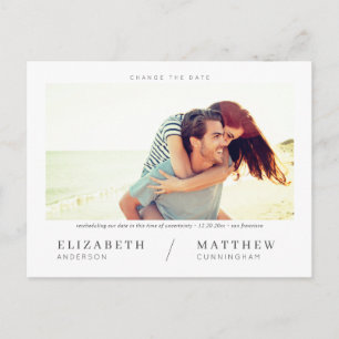 Cartão Postal Altere a data Simple Chic Custom Photo Wedding (Ca