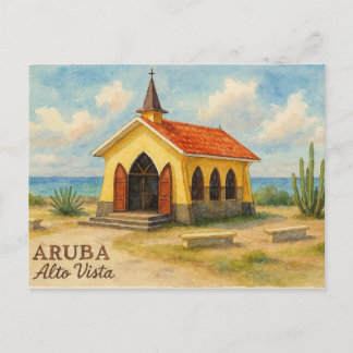 Cartão Postal Alto Vista Aruba aquarela