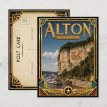 Alton Illinois Arte Deco Vintage Idade Dourada