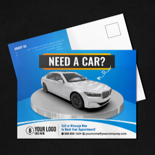 Cartão Postal Aluguel de Carros de Luxo Modernos Automóvel Veícu