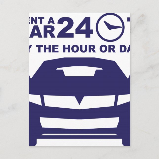 Cartão Postal Aluguer de automóveis por hora ou dia 24-7 (Frente)