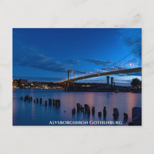 Cartão Postal Alvsborgsbron Gotemburgo Pôr do Sol Céu