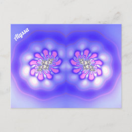 Cartão Postal ALYSSA ~ Design Fractal 3D ~ Blue Maut Rosa ~