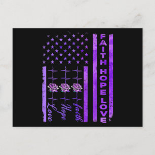 Cartão Postal Alzheimers Sensibiliza Fé Esperança Ama Roxo
