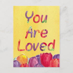 Cartão Postal Ama Tulipas Aquarela Flores Brilhantes