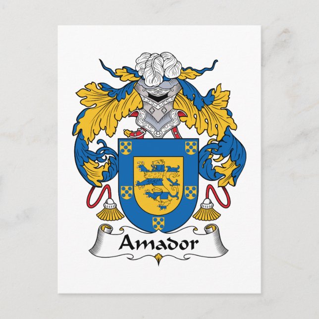 Cartão Postal Amador Family Crest (Frente)