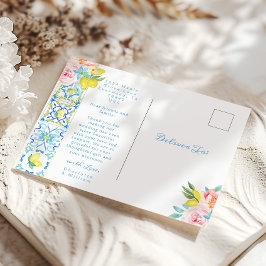 Cartão Postal Amalfi Casamento Italiano Mediterrânico Obrigado