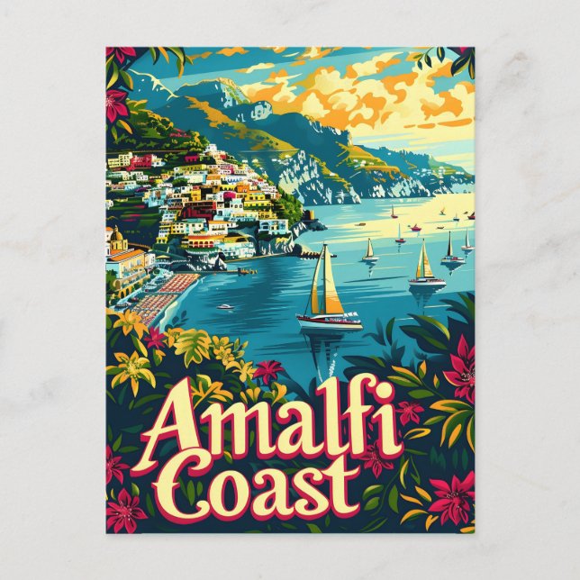 Cartão Postal Amalfi Coast Vintage (Frente)