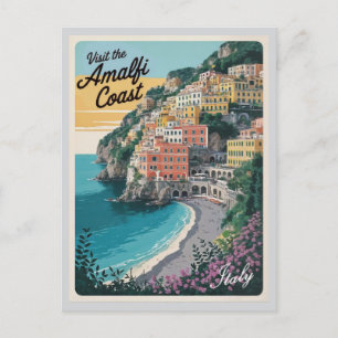 Cartão Postal Amalfi Coast Vintage Itália Viagem