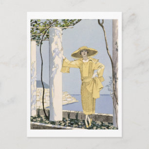 Cartão Postal Amalfi, ilustração de uma mulher de vestido amar
