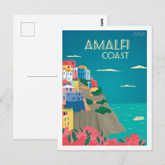Cartão Postal Amalfi Itália Familiar Viagem (Frente/Verso)