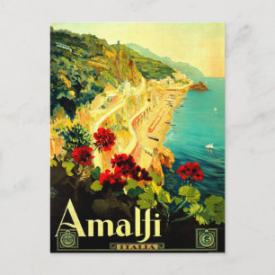 Cartão Postal Amalfi Itália VintageTravel Advertisement