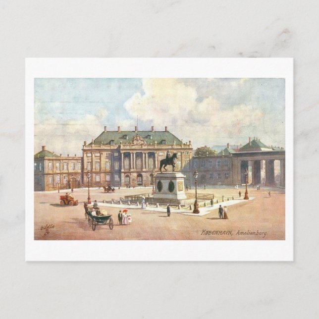 Cartão Postal Amalienborg Antigo em Copenhague (Frente)