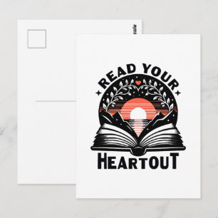 Cartão Postal Amante da Leitura Leia o Seu Coração Para fora Bib