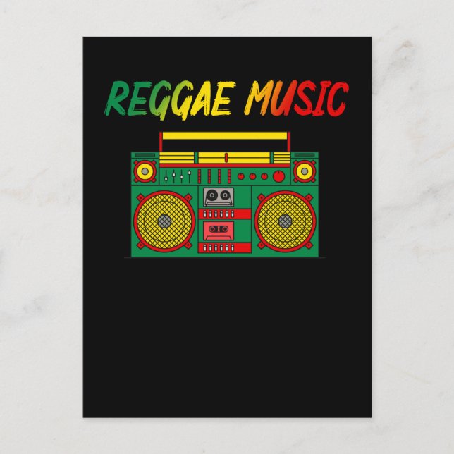 Cartão Postal Amante da Música Reggae Jamaica Colorida Rádio de  (Frente)