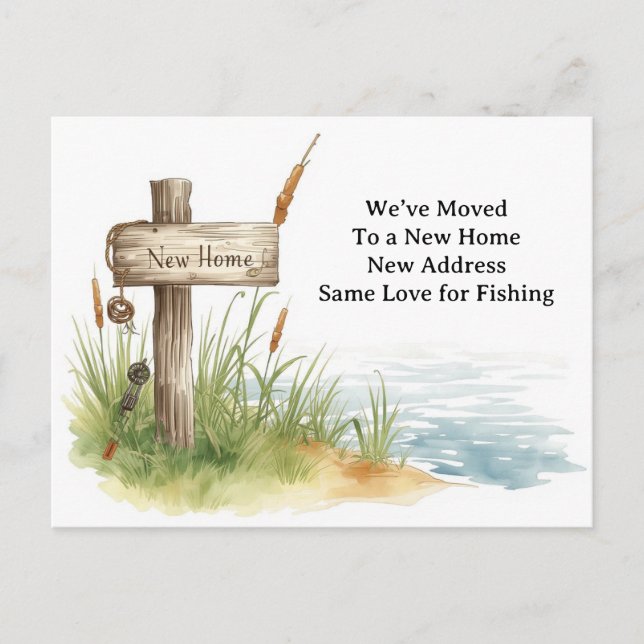 Cartão Postal Amante da pesca se mudando tema da casa (Frente)