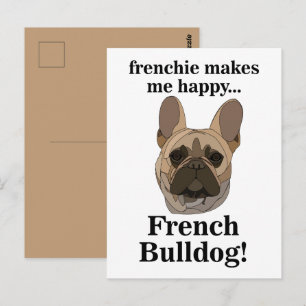Cartão Postal Amante de Cachorro com Rosto de Bulldog Francês