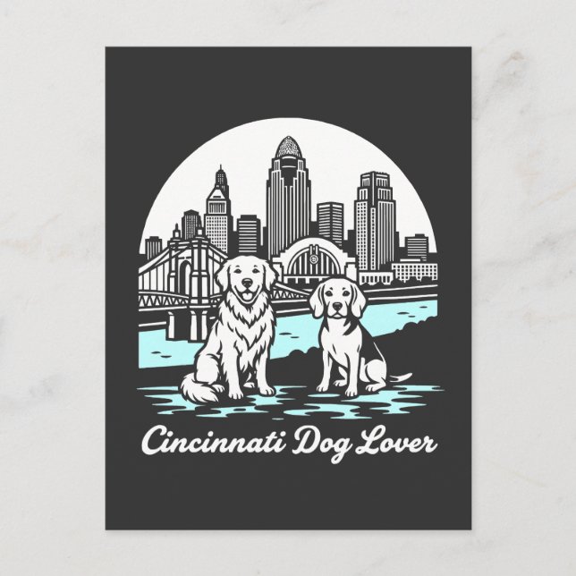 Cartão Postal Amante de Cachorro da Cidade de Cincinnati Ohio (Frente)