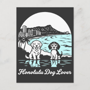 Cartão Postal Amante de Cachorro da Cidade de Honolulu Havaí