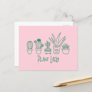 Cartão Postal Amante de Cactus Suculentas Jardim Dama das Planta