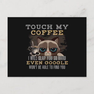 Cartão Postal Amante de Café Engraçado - Humor de Gato
