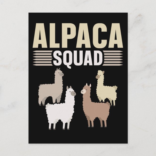 Cartão Postal Amante de os animais Funny Alpaca Squad (Frente)
