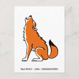 Cartão Postal Amante de os animais Gráfico Vermelho WOLF- Nature