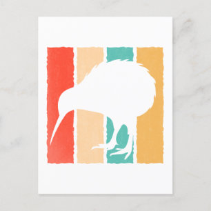 Cartão Postal Amante de Pássaro Kiwi Vintage Estilo Retro Pássar