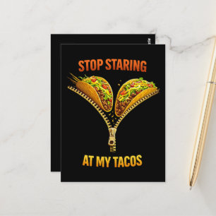 Cartão Postal Amante de Taco Engraçado Para de Olhar