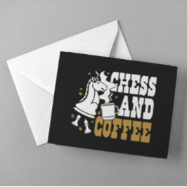 Cartão Postal Amante de Xadrez Fofo e Café Cavaleiro Arte