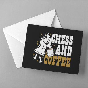 Cartão Postal Amante de Xadrez Fofo e Café Cavaleiro Arte