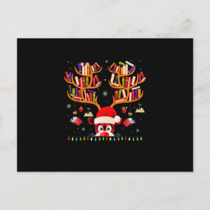 Cartão Postal Amante do Livro Luz de Natal Bibliotecário Bibliot
