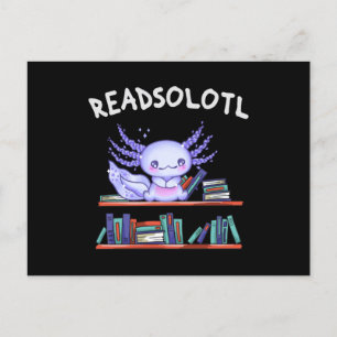 Cartão Postal Amante do Livro Readsolott Funny Axolotl