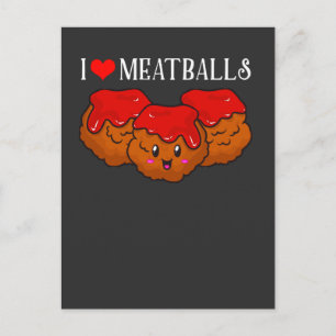 Cartão Postal Amante engraçado do Meatball Kawaii Comida