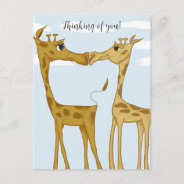Cartão Postal Amantes Adoráveis da Girafa