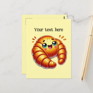 Cartão Postal Amantes croissantes bonitos personalizam