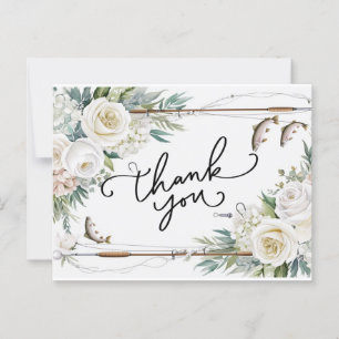 Cartão Postal Amantes da Pesca Obrigado com peixes e flores