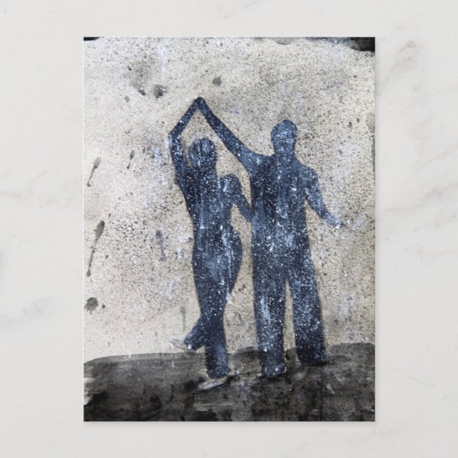 Cartão Postal Amantes dançando na chuva (Frente)