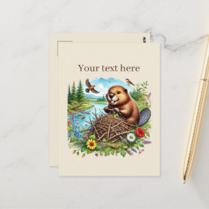 Cartão Postal Amantes de castor de corte personalizáveis