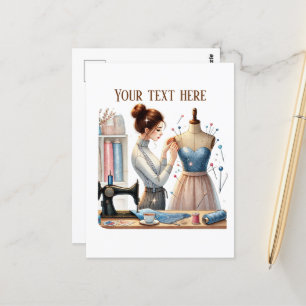 Cartão Postal Amantes de costura de corte adicionam texto